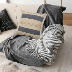 Outlet Kirklands Home Denim Blue Braided Stripe Throw Pillow, 20 in.