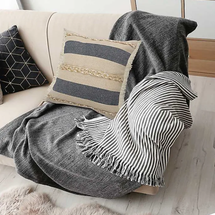 Outlet Kirklands Home Denim Blue Braided Stripe Throw Pillow, 20 in.