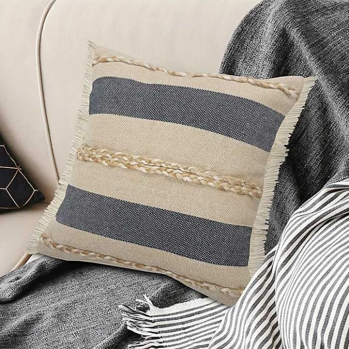 Outlet Kirklands Home Denim Blue Braided Stripe Throw Pillow, 20 in.