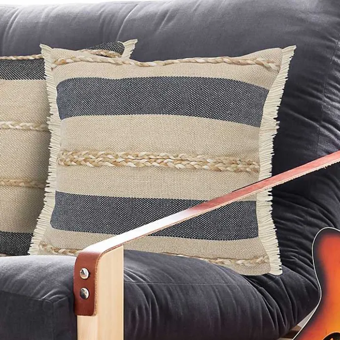 Outlet Kirklands Home Denim Blue Braided Stripe Throw Pillow, 20 in.