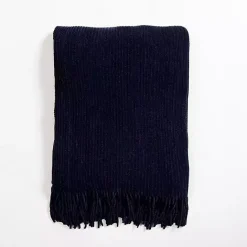 Best Kirklands Home Denim Chenille Ribbed Throw Blue