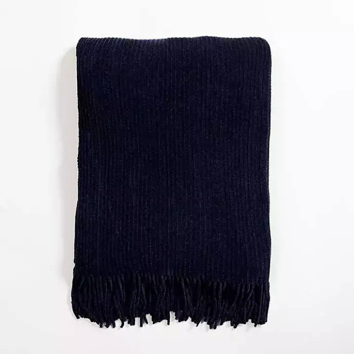 Best Kirklands Home Denim Chenille Ribbed Throw Blue