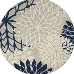 Sale Kirklands Home Denim Floral Burst Round Outdoor Area Rug