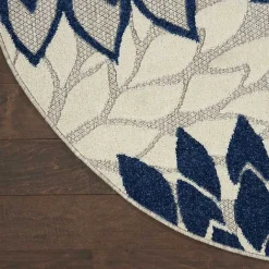 Sale Kirklands Home Denim Floral Burst Round Outdoor Area Rug