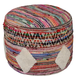 Kirklands Home Diamond Tufted Chindi Pouf Multi
