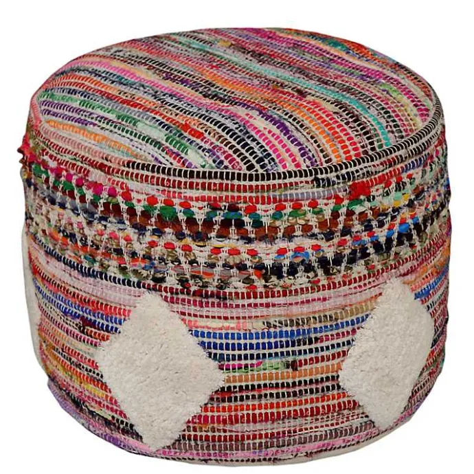 Kirklands Home Diamond Tufted Chindi Pouf Multi
