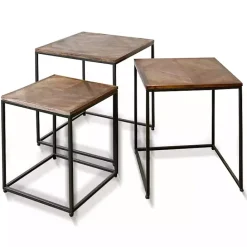 Sale Kirklands Home Diamond Wood Top Nesting Accent Tables, Set of 3 Brown