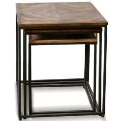 Sale Kirklands Home Diamond Wood Top Nesting Accent Tables, Set of 3 Brown