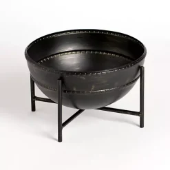 Hot Kirklands Home Distressed Metal Decorative Bowl with Stand Black