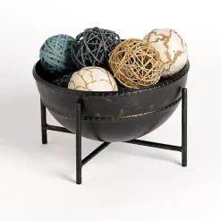 Hot Kirklands Home Distressed Metal Decorative Bowl with Stand Black