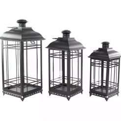 Sale Kirklands Home Distressed Metal Lanterns, Set of 3 Black