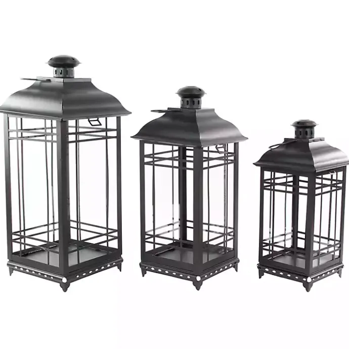 Sale Kirklands Home Distressed Metal Lanterns, Set of 3 Black
