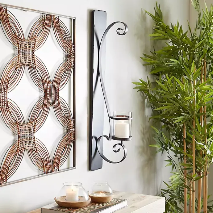 Sale Kirklands Home Distressed Black Scrolled Metal Sconce