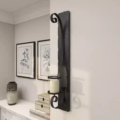 Sale Kirklands Home Distressed Black Scrolled Metal Sconce