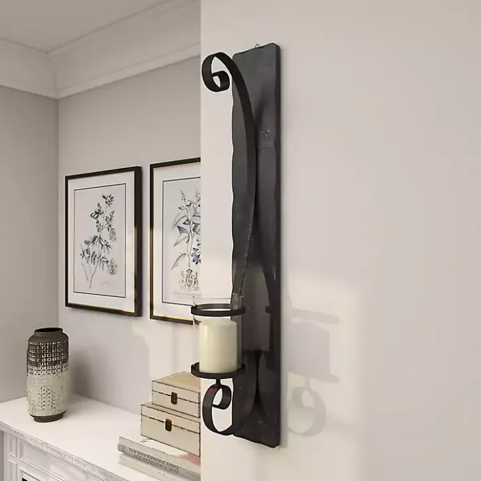 Sale Kirklands Home Distressed Black Scrolled Metal Sconce