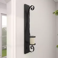 Sale Kirklands Home Distressed Black Scrolled Metal Sconce