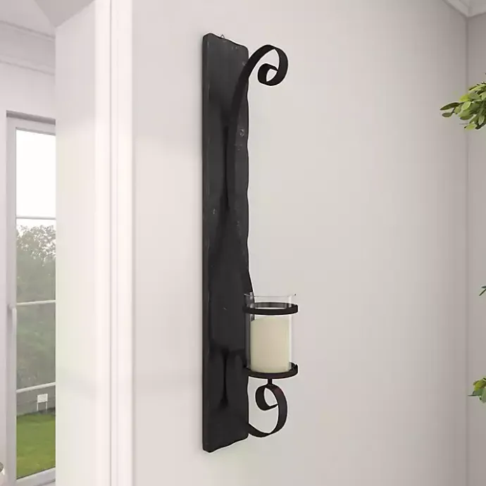 Sale Kirklands Home Distressed Black Scrolled Metal Sconce