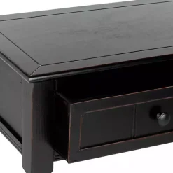 Best Kirklands Home Distressed Wood 2-Drawer Console Table Black