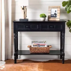 Best Kirklands Home Distressed Wood 2-Drawer Console Table Black