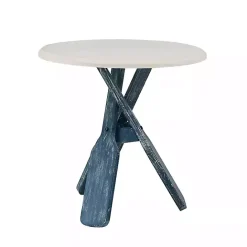 Clearance Kirklands Home Distressed Blue Oars Coastal Accent Table White