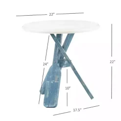 Clearance Kirklands Home Distressed Blue Oars Coastal Accent Table White