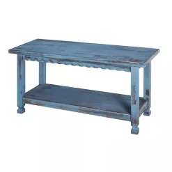 Best Kirklands Home Distressed Wood Antique Bench Blue