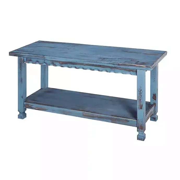 Best Kirklands Home Distressed Wood Antique Bench Blue