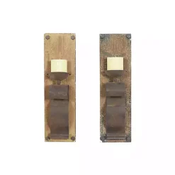 Outlet Kirklands Home Distressed Brown Wood Wall Sconces, Set of 2