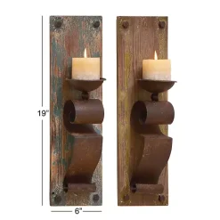 Outlet Kirklands Home Distressed Brown Wood Wall Sconces, Set of 2