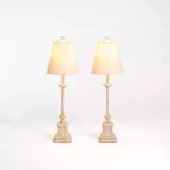 Hot Kirklands Home Distressed Cream Buffet Lamps, Set of 2 Tan