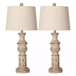 Sale Kirklands Home Distressed Cream Table Lamps, Set of 2 Tan