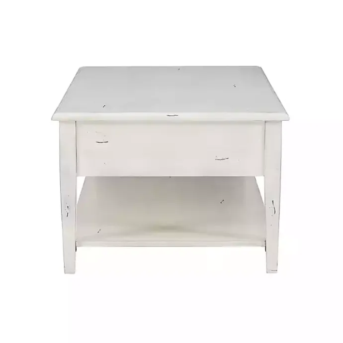 New Kirklands Home Distressed Cream Wood 3-Drawer Coffee Table Ivory