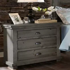 Online Kirklands Home Distressed Dark Wooden Willow Nightstand Gray