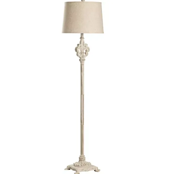 Sale Kirklands Home Distressed Fleur-de-lis Floor Lamp Tan