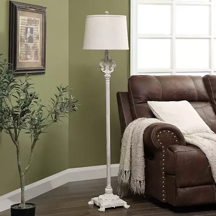 Sale Kirklands Home Distressed Fleur-de-lis Floor Lamp Tan