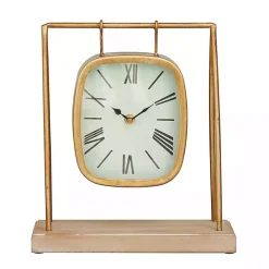 Online Kirklands Home Distressed Gold Frame Square Tabletop Clock