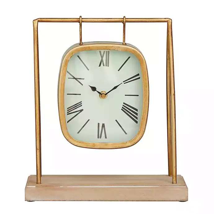 Online Kirklands Home Distressed Gold Frame Square Tabletop Clock