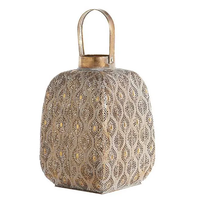 Clearance Kirklands Home Distressed Metal Cutout Lantern Gold