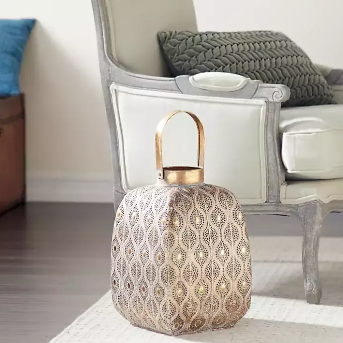 Clearance Kirklands Home Distressed Metal Cutout Lantern Gold