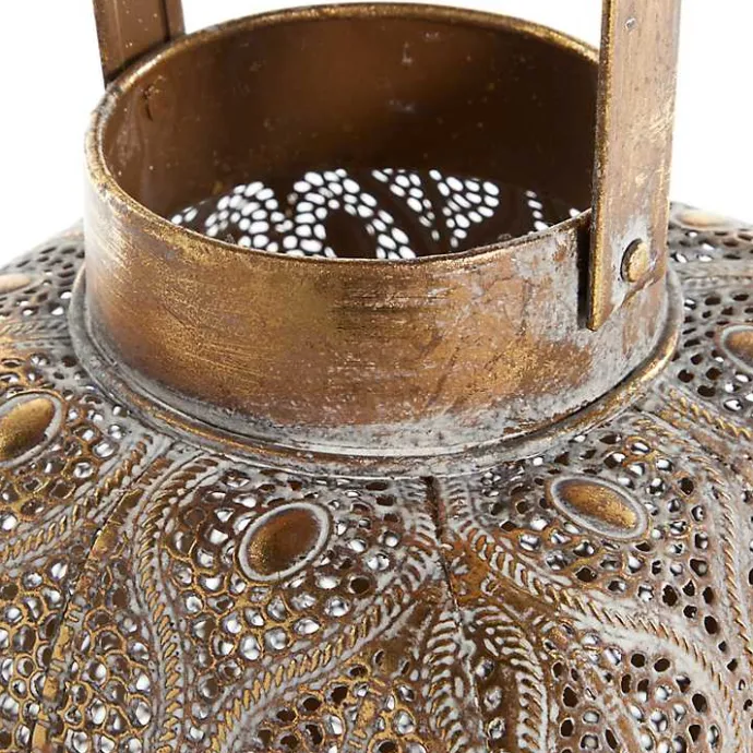 Clearance Kirklands Home Distressed Metal Cutout Lantern Gold