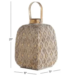 Clearance Kirklands Home Distressed Metal Cutout Lantern Gold