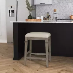 Kirklands Home Distressed Gray and Beige Counter Stool