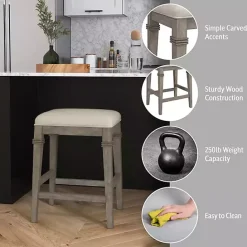 Kirklands Home Distressed Gray and Beige Counter Stool