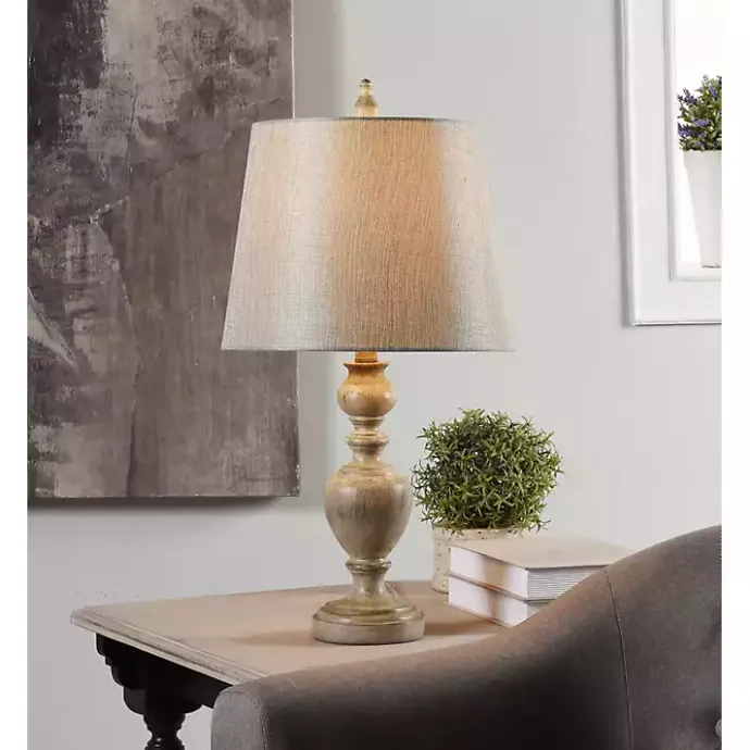Best Kirklands Home Distressed and Cream Table Lamp Gray