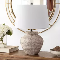 Best Kirklands Home Distressed Gray Ceramic Jug Ledger Table Lamp White