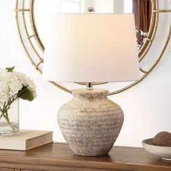 Best Kirklands Home Distressed Gray Ceramic Jug Ledger Table Lamp White