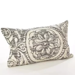 Clearance Kirklands Home Distressed Gray Floral Lumbar Pillow