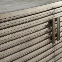 Hot Kirklands Home Distressed Linear 2-Door Wooden Chest Gray