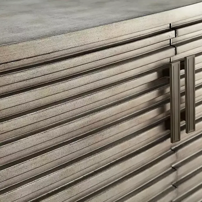 Hot Kirklands Home Distressed Linear 2-Door Wooden Chest Gray