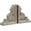 Kirklands Home Distressed Gray Scrolled Bookends, Set of 2